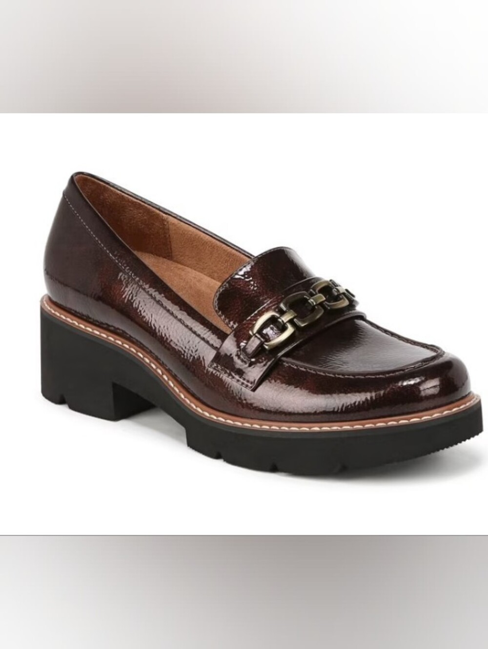 Naturalizer Diedre Lug Sole Patent Loafers - Cinnamon Brown Size 9W